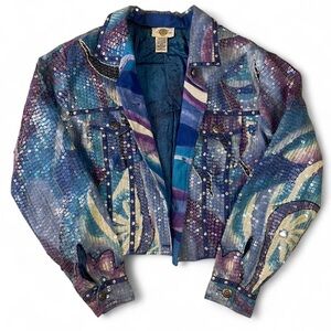 Vintage Sequin beaded Embellished festival Jacket large